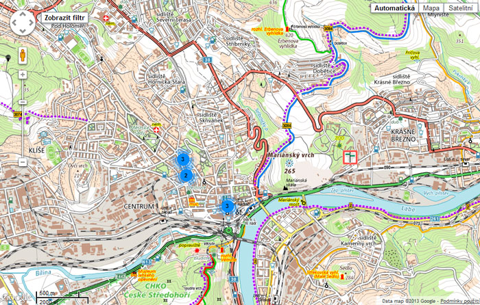 Mapa míst Cyklisté vítání v centru města